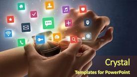  Presentation with application - Presentation enhanced with naked female hand with smartwatch background and a  colored foreground