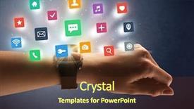  Presentation with smartwatch - Audience pleasing presentation theme consisting of naked female hand with smartwatch backdrop and a tawny brown colored foreground