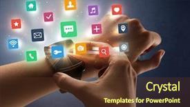  Presentation with labels - PPT theme consisting of naked female hand with smartwatch background and a tawny brown colored foreground