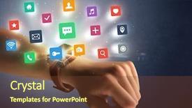  Presentation with smartwatch - Amazing theme having naked female hand with smartwatch backdrop and a tawny brown colored foreground