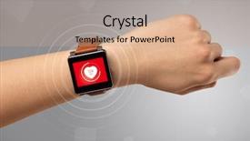  Presentation with heart rate - Cool new presentation theme with naked female hand with smartwatch backdrop and a coral colored foreground