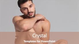  Presentation with knee - Audience pleasing slides consisting of naked fit man sitting down backdrop and a coral colored foreground