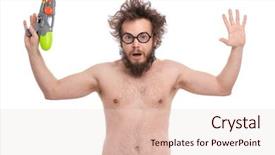  Presentation with haircut - Cool new slide deck with naked man holding water gun backdrop and a lemonade colored foreground