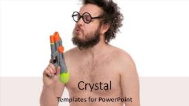  Presentation with haircut - Slide set consisting of naked man holding water gun background and a coral colored foreground