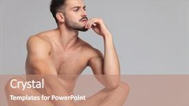  Presentation with man relaxing on massage table - PPT layouts enhanced with naked man lying down background and a coral colored foreground