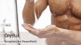  Presentation with bottle - Amazing theme having naked man putting shower backdrop and a soft green colored foreground