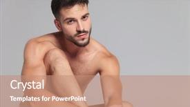  Presentation with muscular dystrophy name - Colorful slide deck enhanced with naked muscular man lies down backdrop and a coral colored foreground