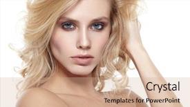  Presentation with portrait of excited overjoyed female - Colorful theme enhanced with nude people - portrait of beautiful female model backdrop and a  colored foreground