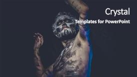  Presentation with tribal - Slide deck enhanced with naked wild man with tribal paint background and a tawny brown colored foreground