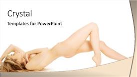  Presentation with healthy workplace full length side view - Theme enhanced with naked woman lying with bended background and a  colored foreground