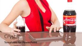  Presentation with soft drink cola bottle - Colorful presentation theme enhanced with school on wooden background education backdrop and a violet colored foreground