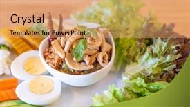  Presentation with thai food - PPT theme featuring nam phrik thai eggplant organic background and a coral colored foreground
