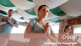  Presentation with mental wellbeing healthy lifestyle balance - Audience pleasing PPT theme consisting of namaste - fitness meditation and healthy lifestyle backdrop and a coral colored foreground