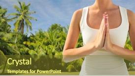  Presentation with yoga - Cool new PPT layouts with namaste gesture outdoors over exotic backdrop and a tawny brown colored foreground