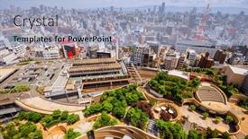  Presentation with osaka - Slide set enhanced with namba-parks-osaka-japan-cityscape background and a light blue colored foreground