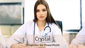  Presentation with conference - Cool new slide set with name badge - beautiful young doctor in conference backdrop and a lemonade colored foreground