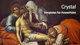  Presentation with reproduction - Theme featuring serve god - fra bartolomeo deposition reproduction background and a wine colored foreground