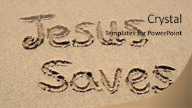  Presentation with god - Audience pleasing theme consisting of god names - jesus saves written backdrop and a coral colored foreground