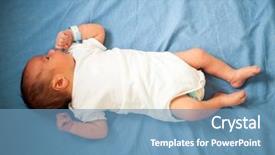  Presentation with newborn baby - Slide deck enhanced with name tag - newborn baby first days background and a teal colored foreground