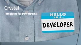  Presentation with real estate - Beautiful theme featuring nametag - developer name tag sticker shirt backdrop and a seafoam green colored foreground