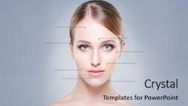  Presentation with medical concept - Audience pleasing theme consisting of names faces - beautiful young woman with arrows backdrop and a light blue colored foreground