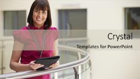  Presentation with digital hospital - Audience pleasing presentation consisting of names faces - female consultant using digital tablet backdrop and a  colored foreground