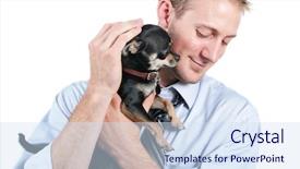  Presentation with holding hotdog - Slides with names faces - handsome man holding a chihuahua background and a sky blue colored foreground