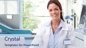  Presentation with doctor office - Slide deck with names faces - happy female caucasian doctor background and a lemonade colored foreground