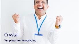  Presentation with business success - Beautiful slides featuring names faces - middle age business man wearing backdrop and a  colored foreground