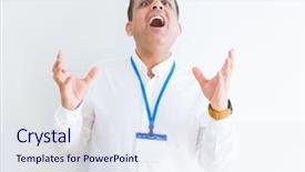  Presentation with business card - PPT layouts consisting of names faces - middle age business man wearing background and a sky blue colored foreground