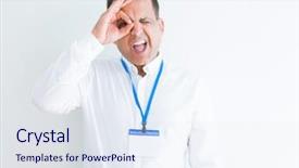  Presentation with business card - Amazing slide deck having names faces - middle age business man wearing backdrop and a sky blue colored foreground