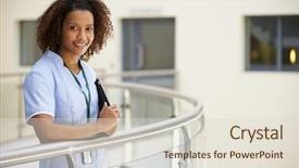  Presentation with digital hospital - Presentation design having names faces - portrait of female nurse background and a lemonade colored foreground