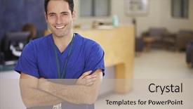  Presentation with icu nurse hospital patients - Slide set featuring names faces - portrait of male nurse background and a  colored foreground