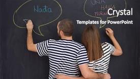  Presentation with black baby - Beautiful slide deck featuring pregnant couple thinking about name backdrop and a dark gray colored foreground