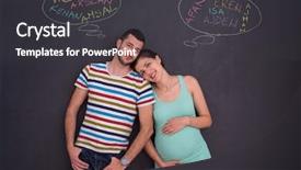  Presentation with black baby - Presentation theme with pregnant couple thinking about name background and a  colored foreground