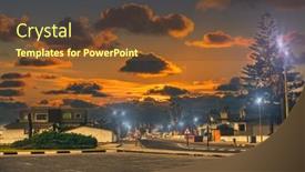  Presentation with street lights - Slides enhanced with namibia-swakopmund-town-street-lights background and a tawny brown colored foreground
