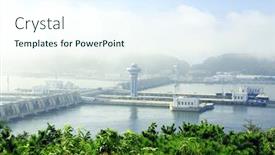  Presentation with hydroelectric - Amazing presentation design having nampho-dam-west-sea-barrage backdrop and a sky blue colored foreground