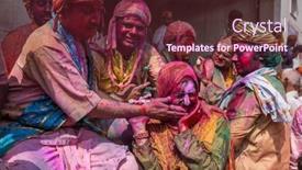  Presentation with holi - Colorful presentation theme enhanced with nandgaon-india-march-17-2016 backdrop and a tawny brown colored foreground