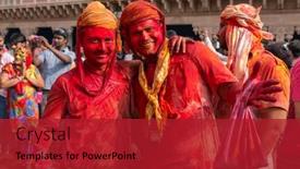  Presentation with holi - Audience pleasing presentation theme consisting of nandgaon-india-march-18-2016 backdrop and a crimson colored foreground