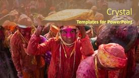  Presentation with holi - Presentation design enhanced with nandgaon-india-march-18-2016 background and a coral colored foreground