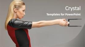  Presentation with nano - PPT layouts enhanced with nano antenna - bright picture of futuristic woman background and a gray colored foreground