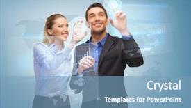  Presentation with nano - Beautiful presentation featuring nano devices - picture of two business people backdrop and a teal colored foreground