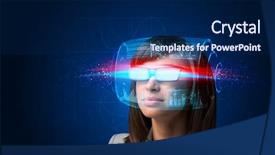  Presentation with high tech technology - Audience pleasing slides consisting of virtual reality technology - future woman with high tech backdrop and a navy blue colored foreground