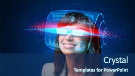  Presentation with nano - Beautiful slides featuring nano devices - future woman with high tech backdrop and a navy blue colored foreground