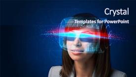  Presentation with high tech - Colorful presentation theme enhanced with nano electronics - future woman with high tech backdrop and a navy blue colored foreground