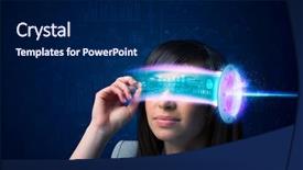  Presentation with high tech - Beautiful theme featuring high tech smartphone glasses backdrop and a navy blue colored foreground
