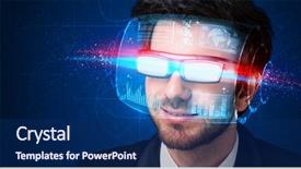  Presentation with nano technology - Colorful theme enhanced with nano technology - man with future high tech backdrop and a navy blue colored foreground