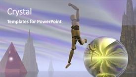  Presentation with nano technology - Colorful slide set enhanced with nano technology - mannequin leaps from a sphere backdrop and a light blue colored foreground