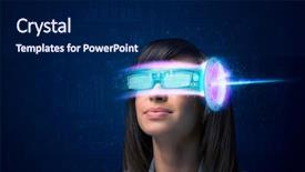  Presentation with nano technology - Beautiful theme featuring nano technology - woman from future with high backdrop and a navy blue colored foreground