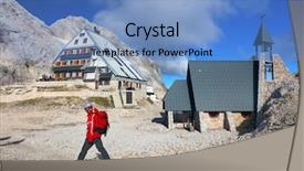  Presentation with jin ding monastry mountain - Colorful presentation design enhanced with nanobody - triglavski dom na kredarici mountain backdrop and a teal colored foreground